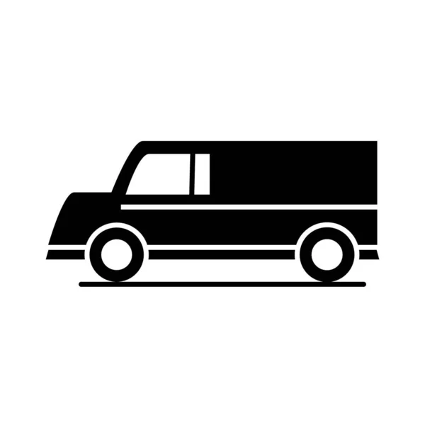 Autó szállító furgon modell szállítás jármű sziluett stílusú ikon design — Stock Vector