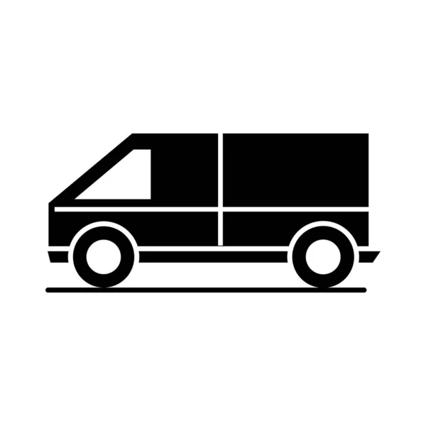 Auto Van Modell Transport Fahrzeug Silhouette Stil Ikone Design — Stockvektor