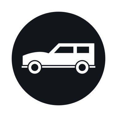 SUV araba modeli taşıma aracı bloğu ve düz biçim simgesi tasarımı