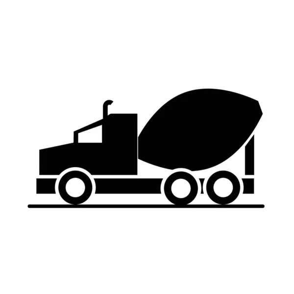 Car concrete mixer truck model transport vehicle silhouette style icon design — Stock Vector