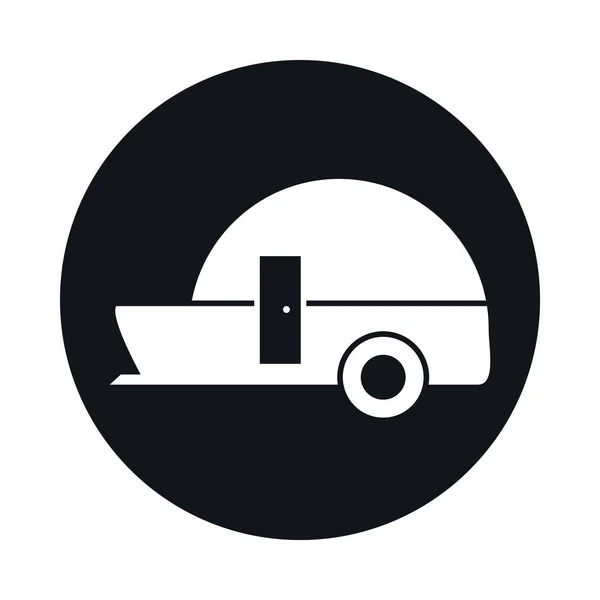 Remolque de viaje modelo de transporte bloque de vehículos y diseño icono de estilo plano — Vector de stock