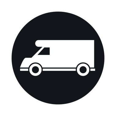 araba campervan model taşıma aracı bloğu ve düz stil simge tasarımı