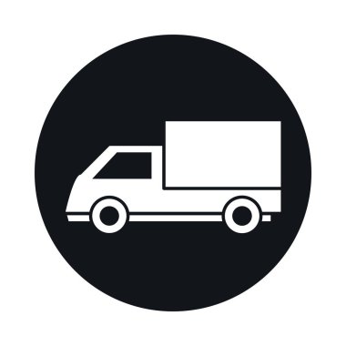 araba kargo kamyonu model taşıma aracı bloğu ve düz stil simge tasarımı