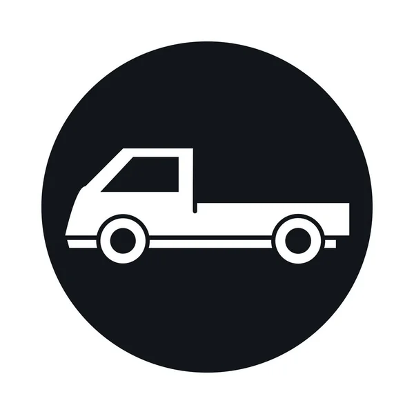 Bil mini lastbil modell transport fordon block och platt stil ikon design — Stock vektor