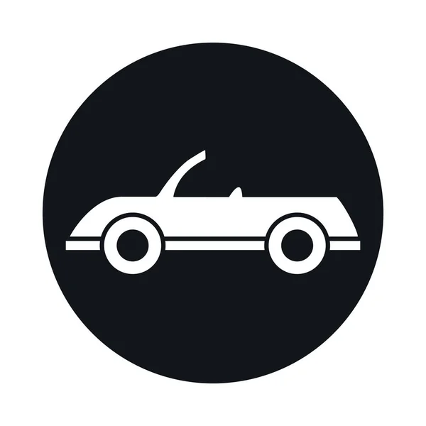 Coche cabriolet modelo transporte vehículo bloque y diseño icono de estilo plano — Vector de stock