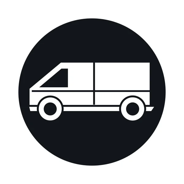 Coche van modelo transporte bloque de vehículos y diseño icono de estilo plano — Vector de stock