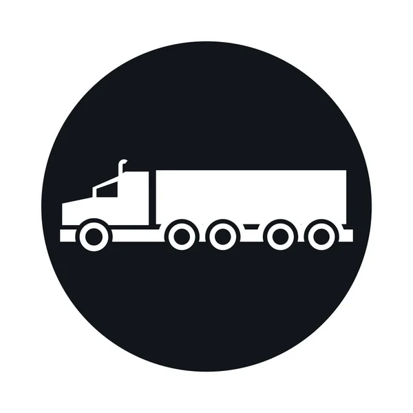 Samochód ciężarowy kontener model transportu pojazdu blok i płaski styl projekt ikony — Wektor stockowy