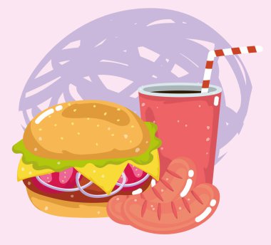 Fast food burger sosis ve soda menüsü sağlıksız
