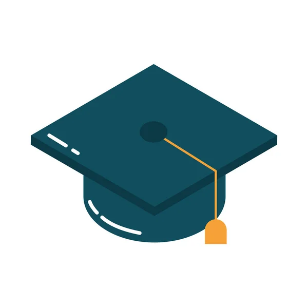 Escuela educación oferta graduación sombrero éxito plano estilo icono — Vector de stock