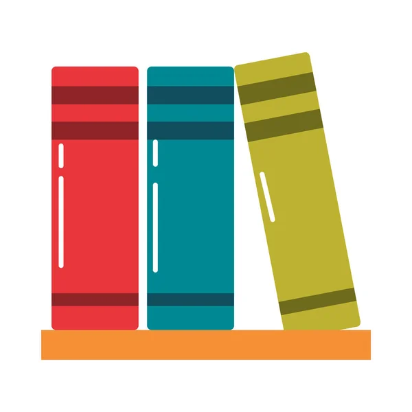 Escola livros de fornecimento de educação na prateleira ícone de estilo plano conhecimento — Vetor de Stock