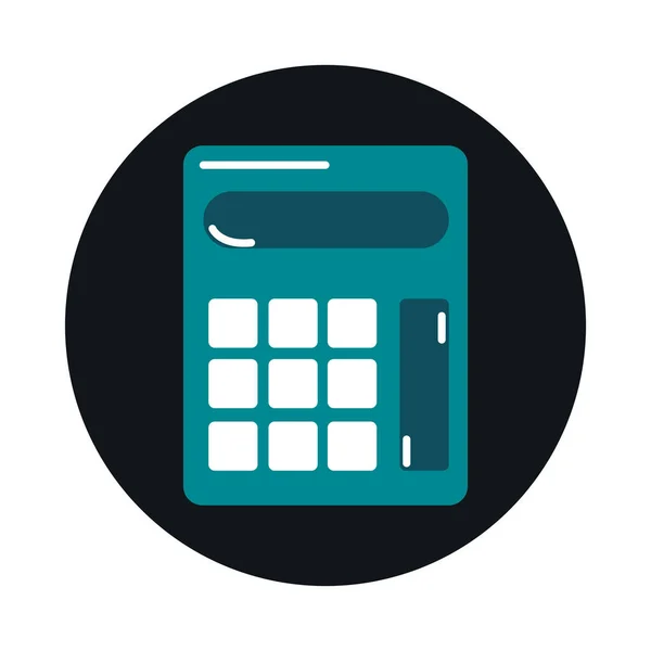 Scuola istruzione calcolatrice matematica blocco di fornitura finanziaria e icona in stile piatto — Vettoriale Stock