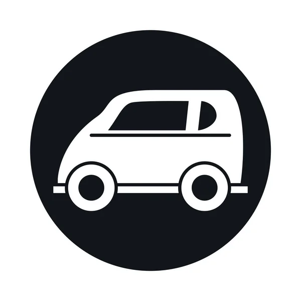 Coche compacto mini modelo de transporte bloque de vehículos y diseño icono de estilo plano — Vector de stock