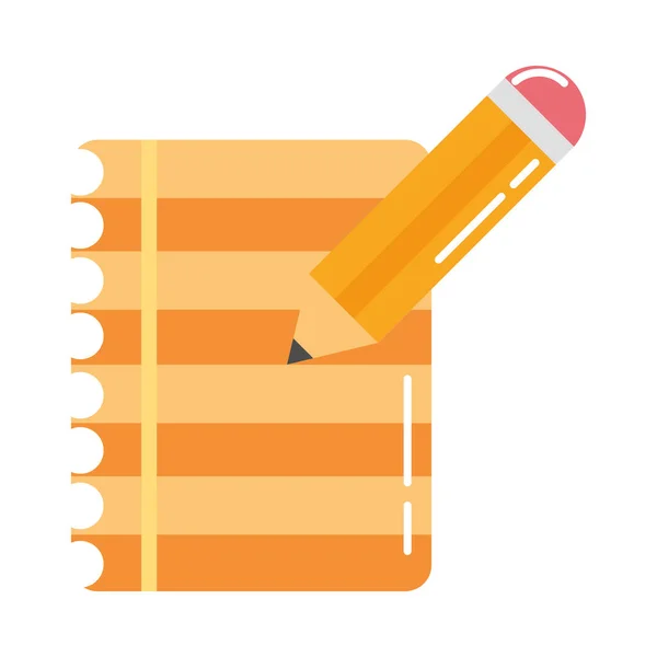 School education supply paper and pencil write flat style icon — Stock Vector