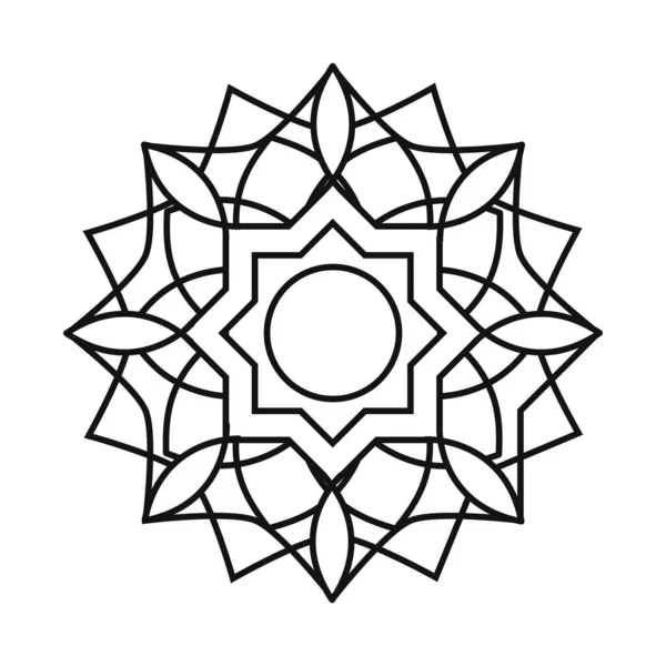 Mandala motiv f blommig dekoration mystisk linje stil ikon — Stock vektor