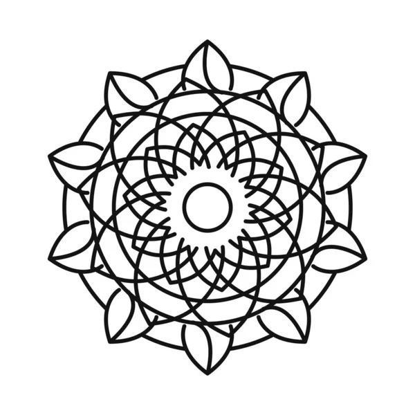 Mandala motivo floral decoração mística linha estilo ícone — Vetor de Stock