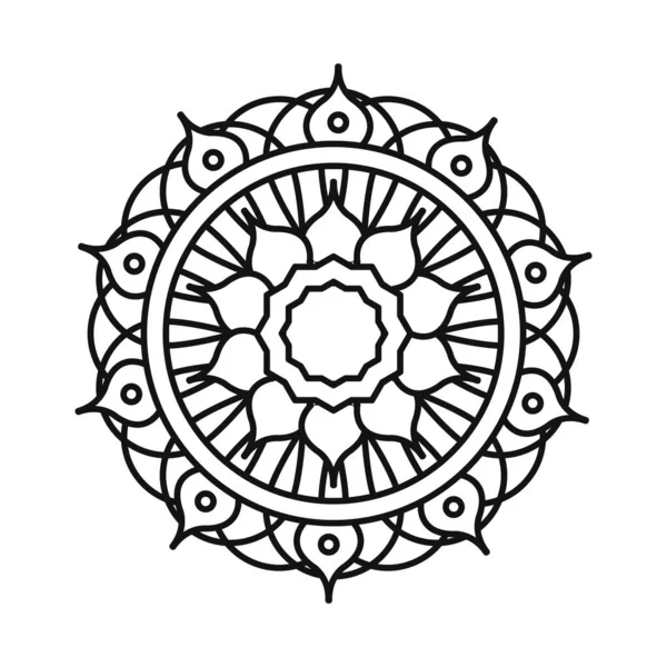 Mandala blomma dekoration runda prydnad linje stil ikon — Stock vektor