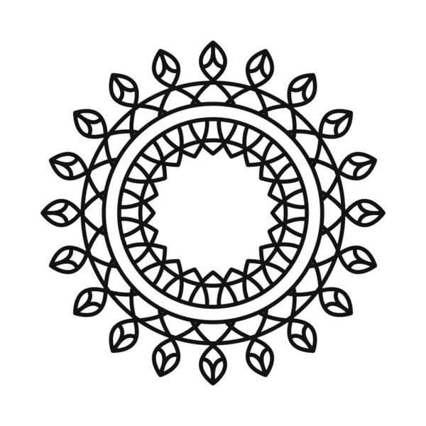 Mandala Blume Dekoration rund Ornament Linie Stil-Symbol — Stockvektor