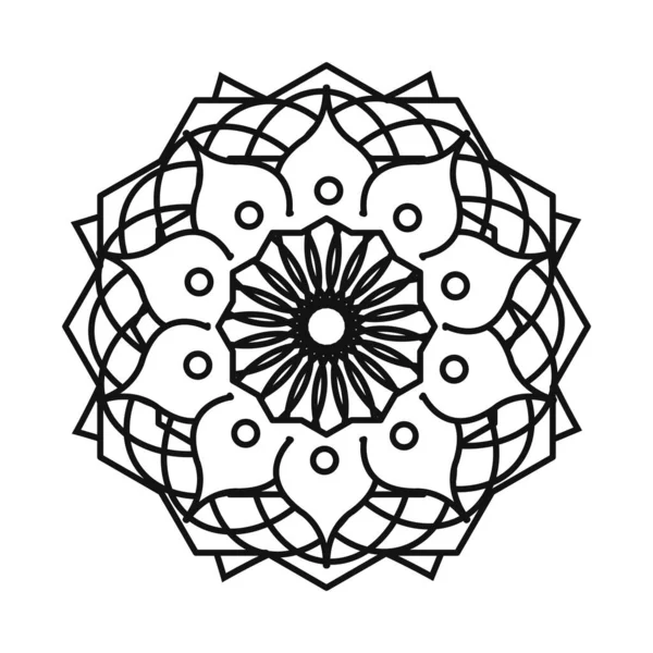 Blommig mandala vintage dekorativ bohemisk linje stil ikon — Stock vektor