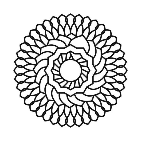 Mandala Blume Dekoration rund Ornament Linie Stil-Symbol — Stockvektor