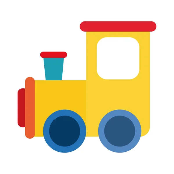 Dessin animé train jouet objet pour les petits enfants à jouer, icône de style plat — Image vectorielle