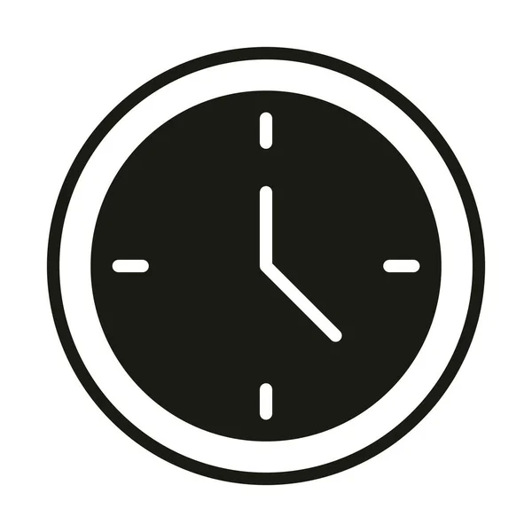 Mobile application clock time web button menu digital silhouette style icon — Stock Vector