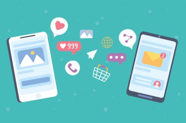 Sosyal ağ iletişim sistemi sohbet ediyor ve yeni mesajlar gönderiyor