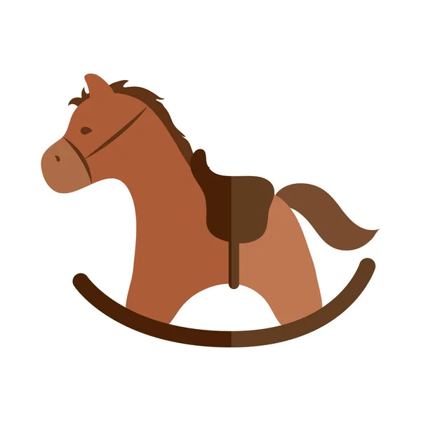 Objeto de juguete de caballo de balanceo de dibujos animados para niños pequeños para jugar, icono de estilo plano — Vector de stock