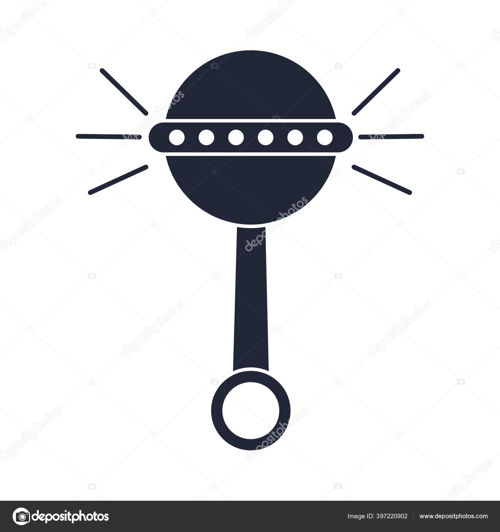 Cartoon baby rattle toy object for small children to play, silhouette ...