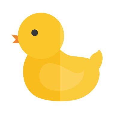 çizgi film plastik ördek oyuncağı küçük çocukların oynaması için, düz stil simge