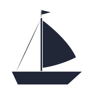 küçük çocukların oynaması için karikatür yelkenli oyuncağı nesnesi, siluet tarzı simge