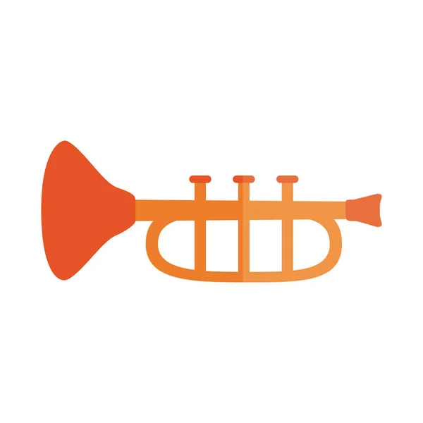 Dessin animé trompette instrument jouet objet pour les petits enfants à jouer, icône de style plat — Image vectorielle