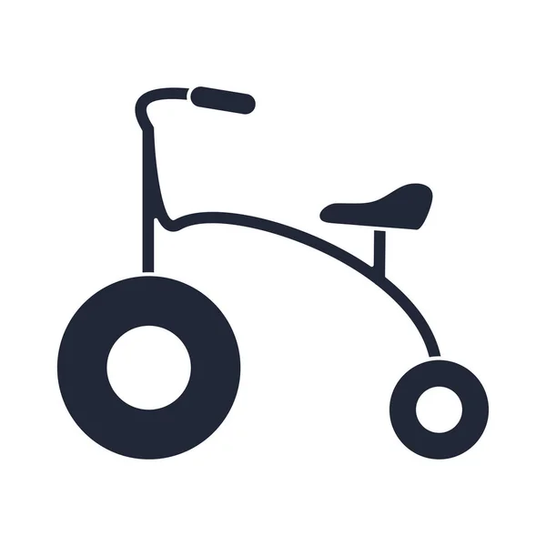 Küçük çocukların oynaması için küçük bisiklet oyuncağı nesnesi, siluet tarzı simge — Stok Vektör