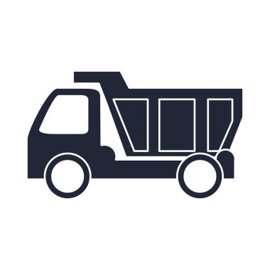 çizgi film kamyonu oyuncak nesnesi küçük çocukların oynaması için, siluet tarzı simge