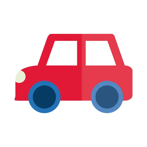Objeto de juguete de coche rojo de dibujos animados para niños pequeños para jugar, icono de estilo plano — Vector de stock