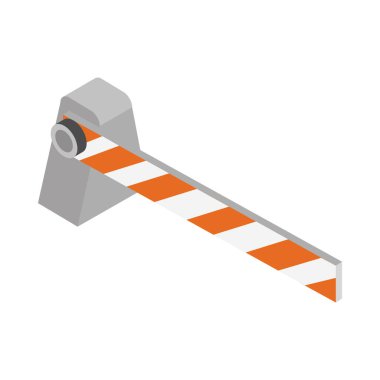 izometrik onarım inşaat otomatik bariyer çalışma aracı ve ekipman düz biçim ikon tasarımı