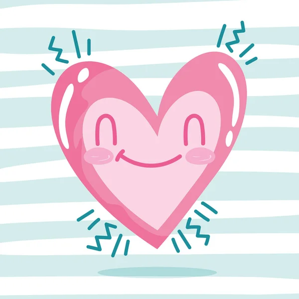 Amor romántico feliz corazón dibujos animados rayas fondo diseño — Vector de stock