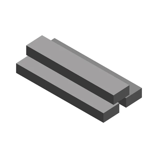 Isometrische reparatie constructie stalen vierkante bars werktuig en apparatuur platte stijl pictogram ontwerp — Stockvector