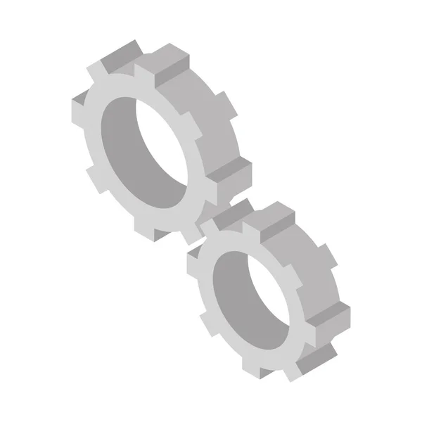 Izometryczna konstrukcja naprawcza koła zębate mechaniczne narzędzie pracy i sprzęt płaski styl ikona konstrukcja — Wektor stockowy