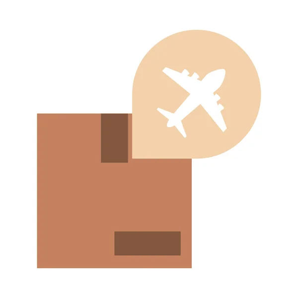 Aeroporto avião de carga e transporte de entrega terminal de viagens de negócios ícone de estilo plano — Vetor de Stock