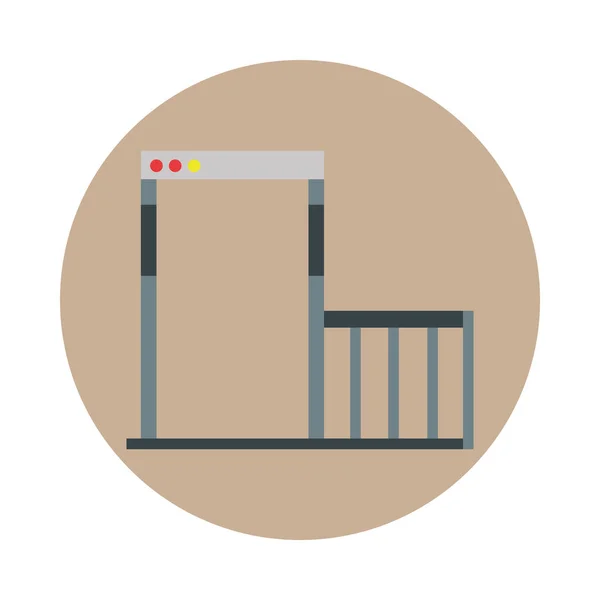 Aéroport porte accès sécurité Voyage terminal de transport tourisme ou bloc d'affaires et icône de style plat — Image vectorielle