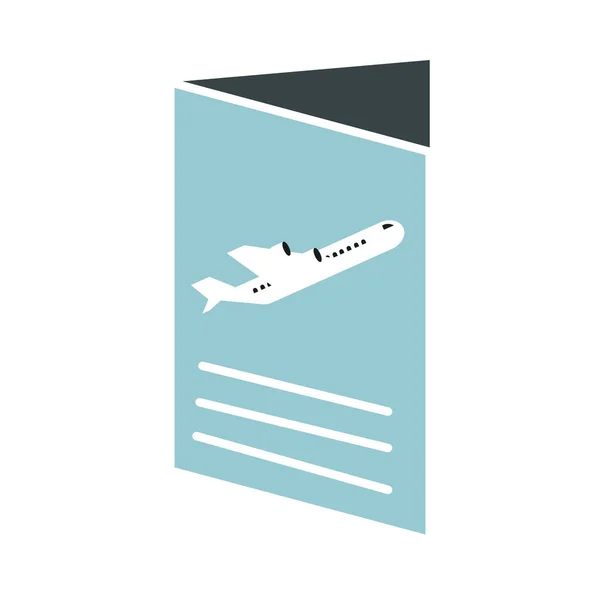 Airport brochure aircraft travel transport terminal tourism or business flat style icon — Stock Vector