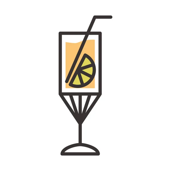 Cocktail icon băutură delicioasă băutură băutură răcoritoare linie de alcool și design de umplere — Vector de stoc
