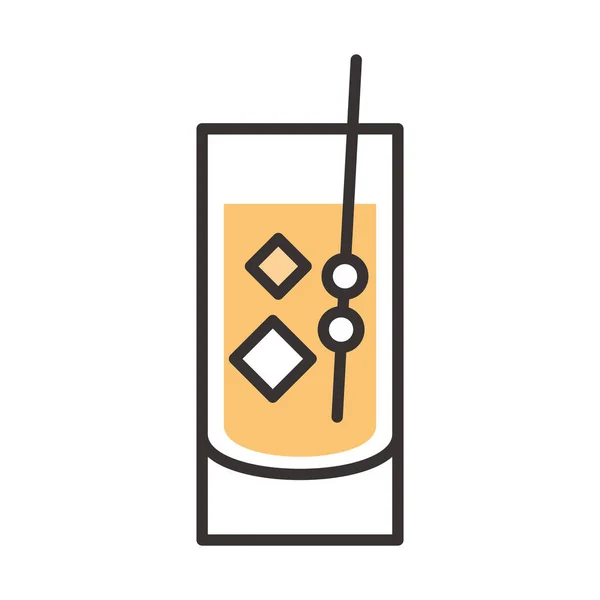 Cocktail-Ikone trinkt Likör frischer Alkohol Linie und füllen Design — Stockvektor