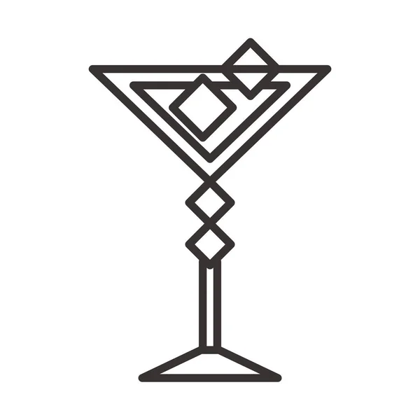 Cocktail icona tazza di vetro con cubetti di ghiaccio bere liquore rinfrescante stile linea alcolica design — Vettoriale Stock