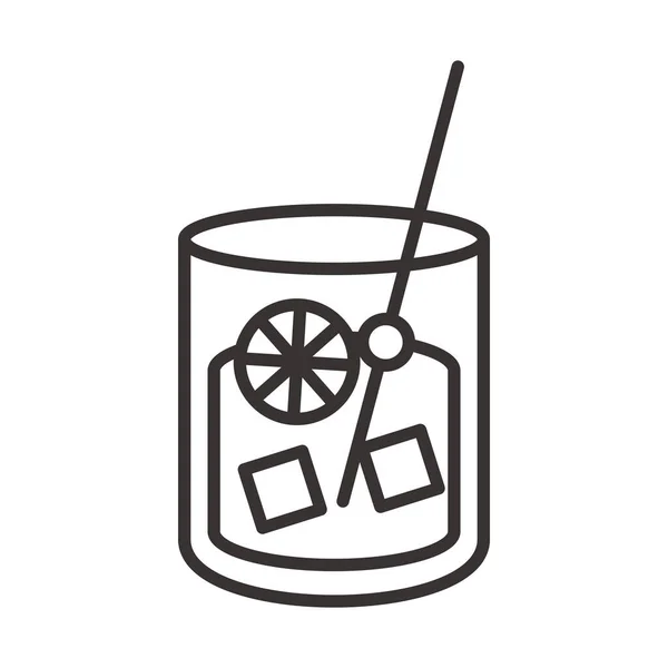 Cocktail-Symbol frisches kaltes Glas Tasse mit Mixer trinken Alkohol Linie Stil-Design — Stockvektor