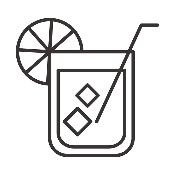 Cocktail-Ikone Glas mit Eistrank Likör erfrischenden Alkohol Linie Stil-Design — Stockvektor