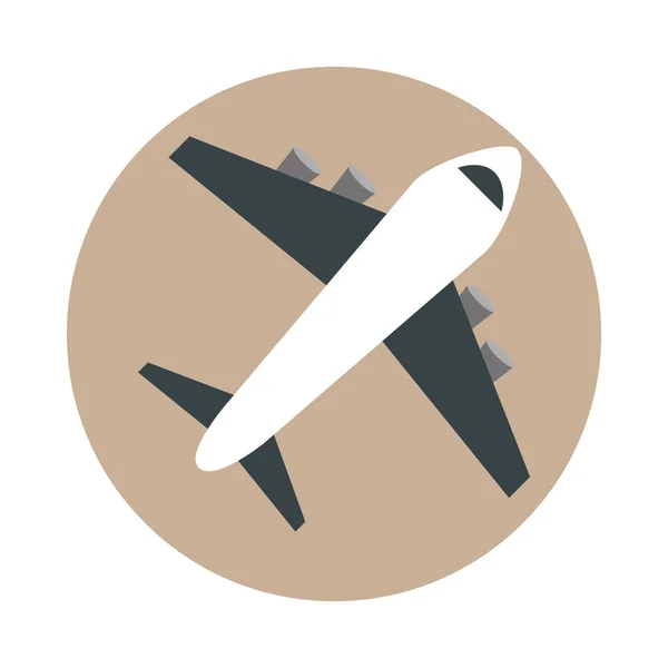 Aéroport avion voyage terminal tourisme ou bloc d'affaires et icône de style plat — Image vectorielle