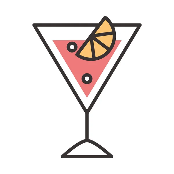 Cocktail-Symbol Frucht tropische Scheibe Getränk Likör erfrischenden Alkohol Linie und füllen Design — Stockvektor