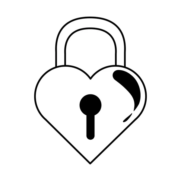 Liefde hangslot gevormde hart romantische passie gevoel lineaire stijl pictogram — Stockvector