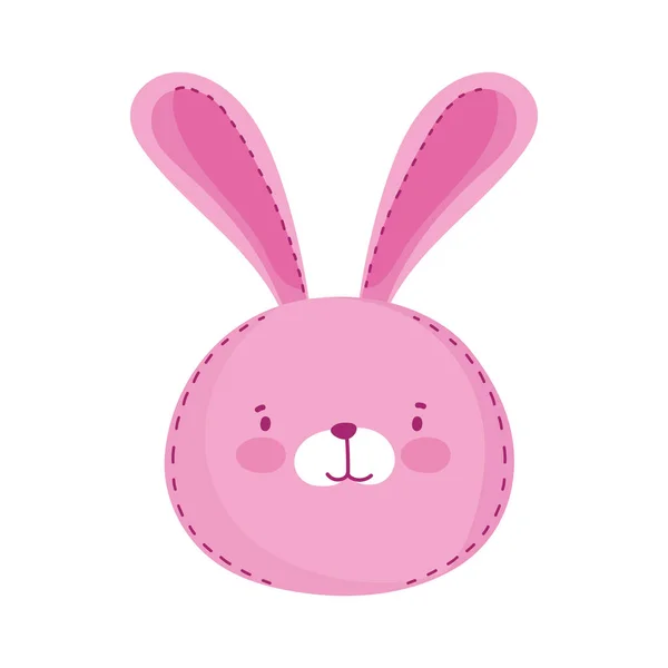 Enfants jouets tête rose lapin dessin animé isolé icône conception fond blanc — Image vectorielle